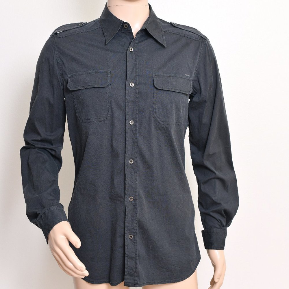 Men's Long Sleeve Prada Navy Button Down Shirt